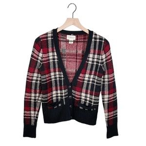 Denim and Supply Ralph Lauren Red Plaid Wool Blend Cardigan Sweater Size Small